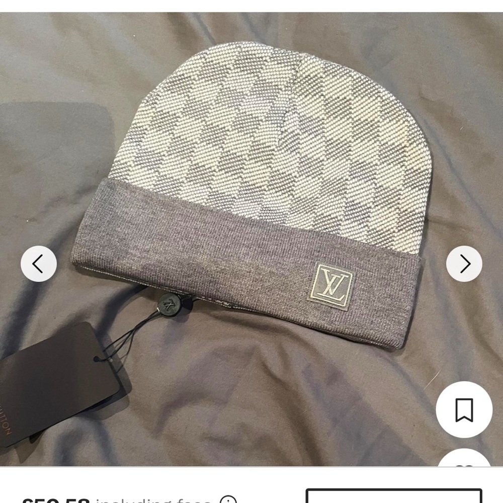 Louis Vuitton Gray and White Knit Beanie